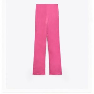 Satin long pants with slit